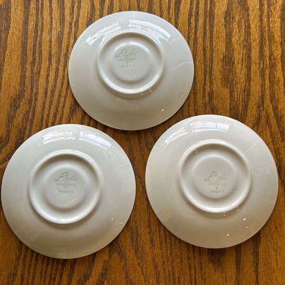 VTG 3 Pink Flower Magnolias Homer Laughlin Rhythm Saucers Gold trimmed dish - Picture 8 of 10